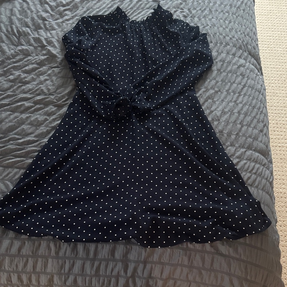 Polka Dot Dress - navy and White